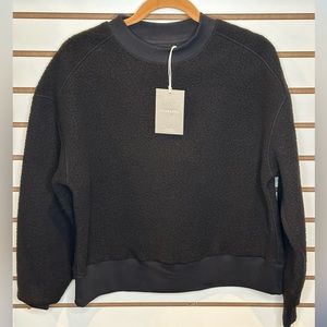 NWT Everlane Renew Fleece Oversized Crew Sweatshirt Black Long Sleeve